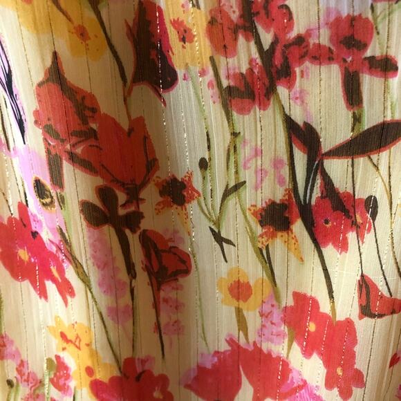 Walter Baker Butter Yellow Floral Print Dress Puff Short Sleeve Faux Wrap 8 $228 - Picture 9 of 11